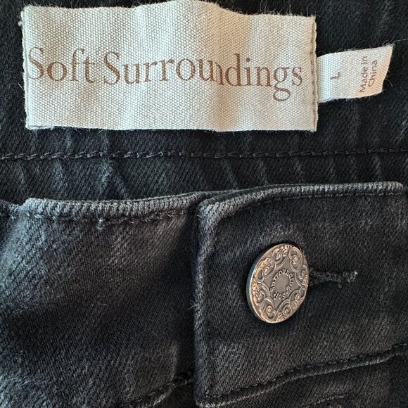 Soft Surroundings Womens Large Jeans Black Denim Slim Straight Stretch 5 Pocket - Picture 7 of 8